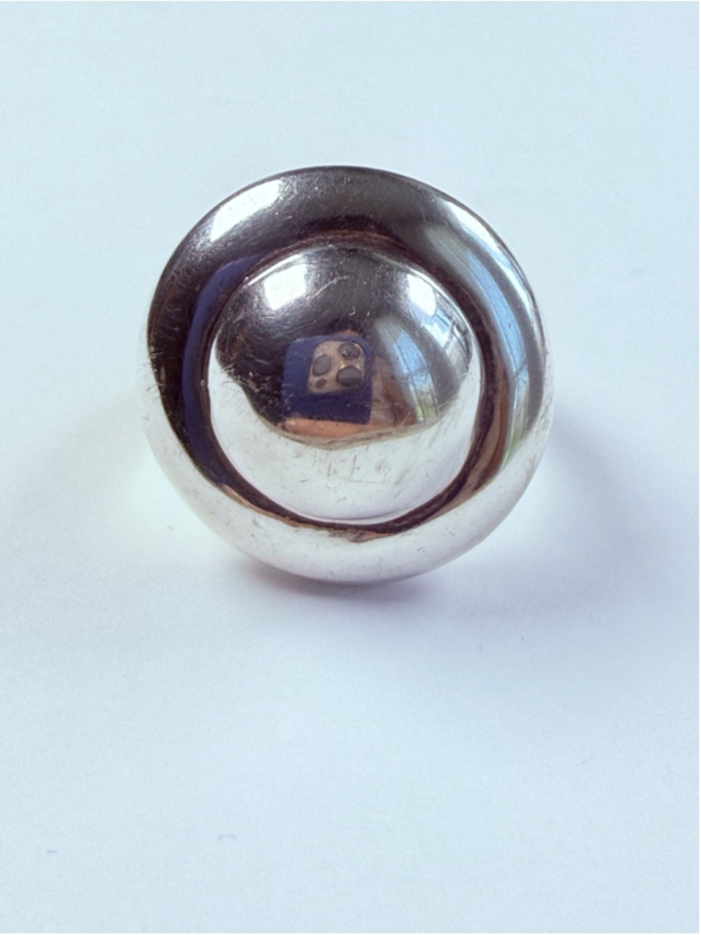 Modernist Saucer Disk Bullseye 925 Sterling Silver Jensen Vintage Ring - Picture 5 of 11